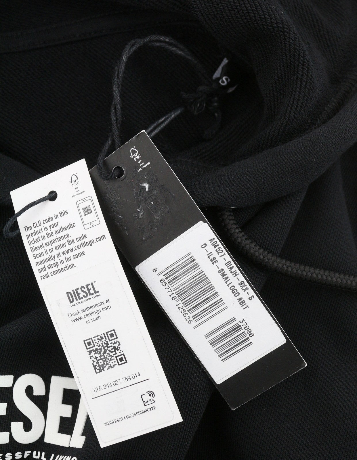 Diesel D-ilse-small Logo Femmes Dressblack Sweat À Capuche Kangourou Surdimensionné Rrp160