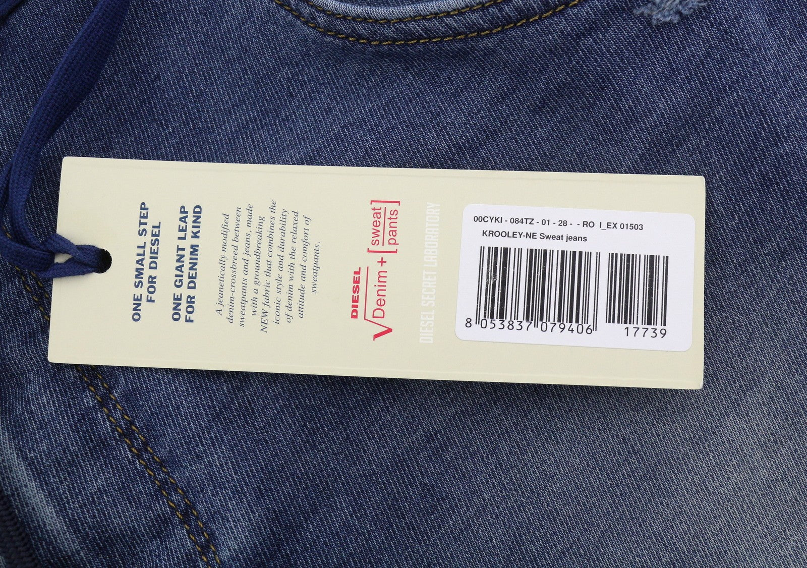 Diesel Krooley-ne 084tz Férfi Jeansblue bajusz Faded Distress Slim Jogg