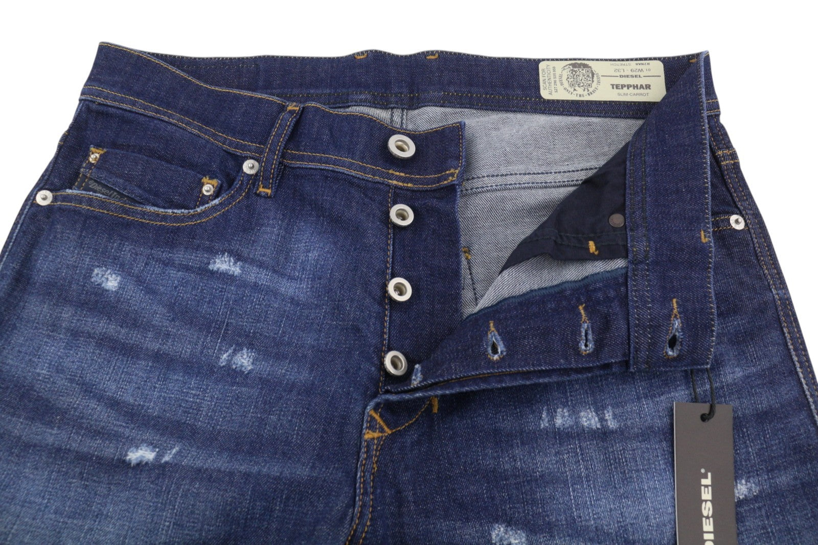 Diesel Tepphar R7na8 Men Jeansblue Faded Distress Slim Carrot Strečing