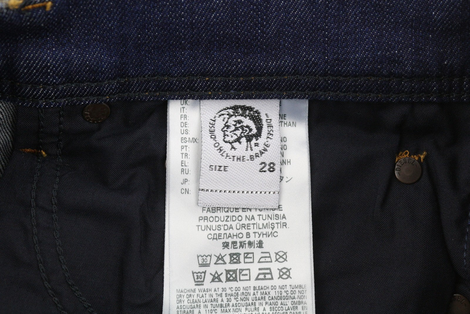 Diesel Tepphar R7na8 Fir Jeansblue Faded Distress caol Cairéad Sín