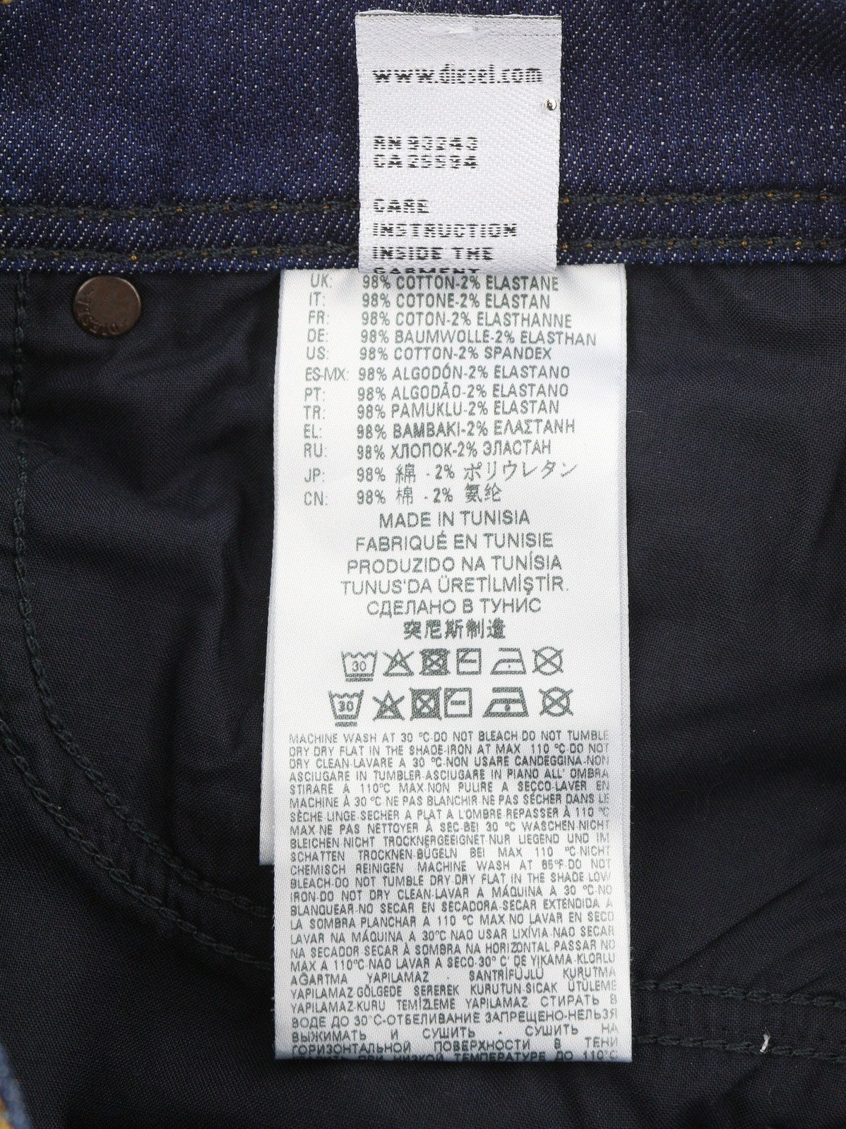 Diesel Tepphar R7na8 Fir Jeansblue Faded Distress caol Cairéad Sín