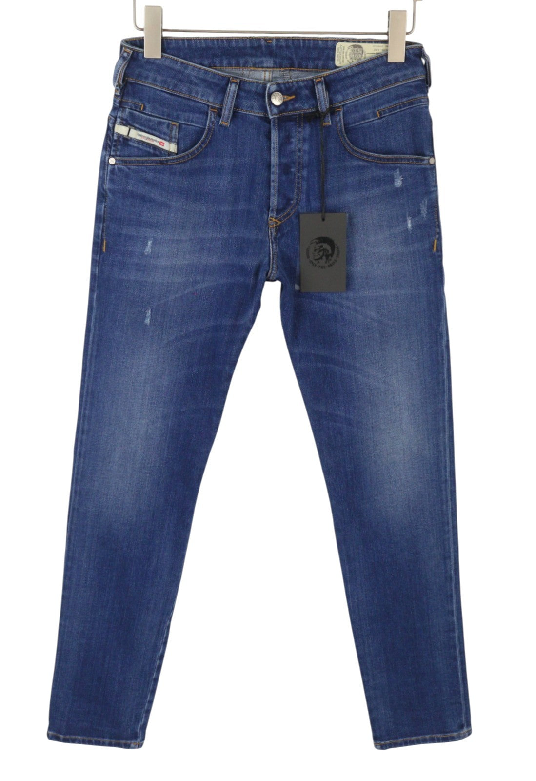 Diesel D-bazer 083az Men Jeansblue Faded Distress Tapered Stretch