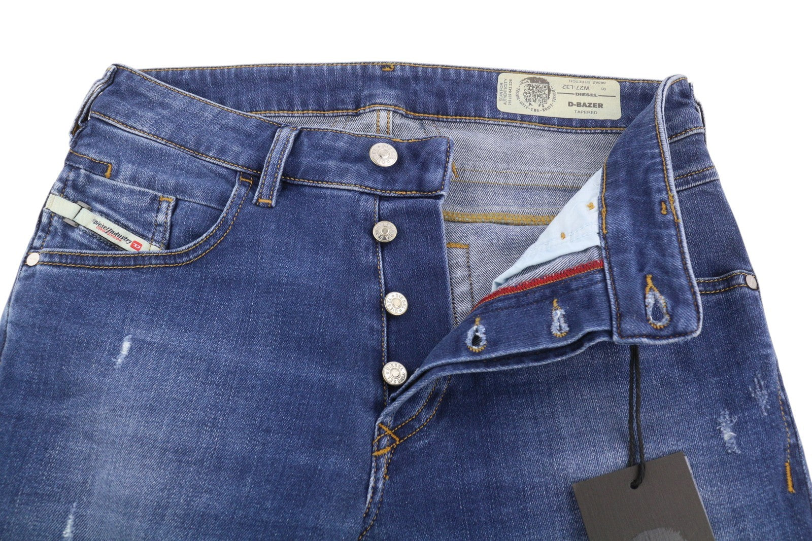 Diesel D-bazer 083az Férfi Jeansblue Faded Distress Tapered Stretch