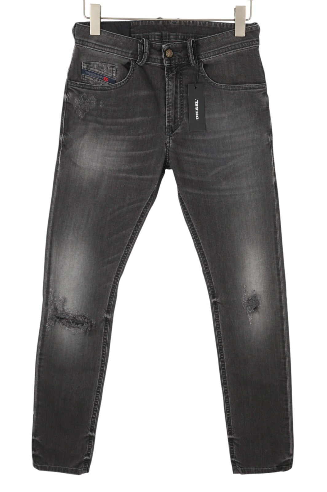 Diesel Thommer 069bh Muži Džíny Černá Vousy Vybledlé Distress Slim Skinny