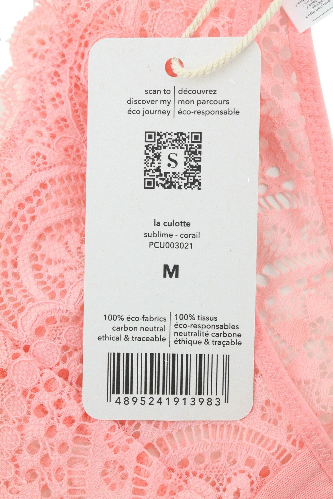 Scandale La Culotte Sublime-corail női bugyirózsaszín csipkés betét