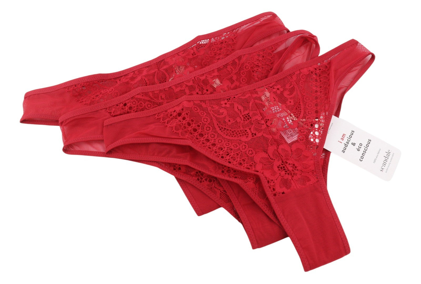 Scandale Le Bresilien Sensual-red Damenhöschen mit brasilianischen Schnürsenkeln im 3er-Pack