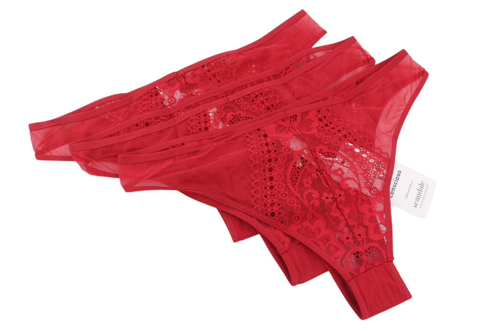 Scandale Le Bresilien Sensual-red Damenhöschen mit brasilianischen Schnürsenkeln im 3er-Pack