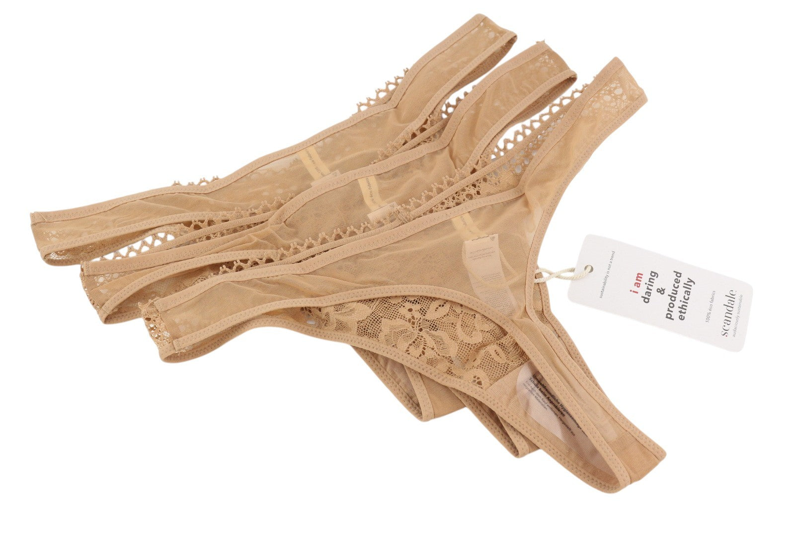 Scandale Le String Sensual-nude T17 Lot de 3 culottes pour femme avec insert en dentelle délicate