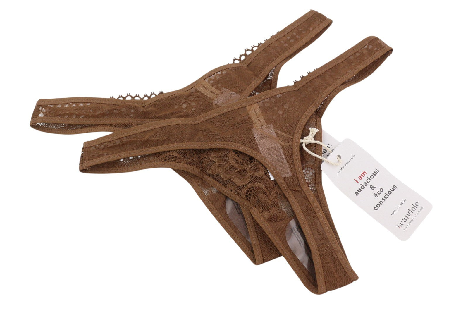 Scandale Le String Sensual-nude B18 Damen Höschenbraun Transparenter Rücken 2er-Pack