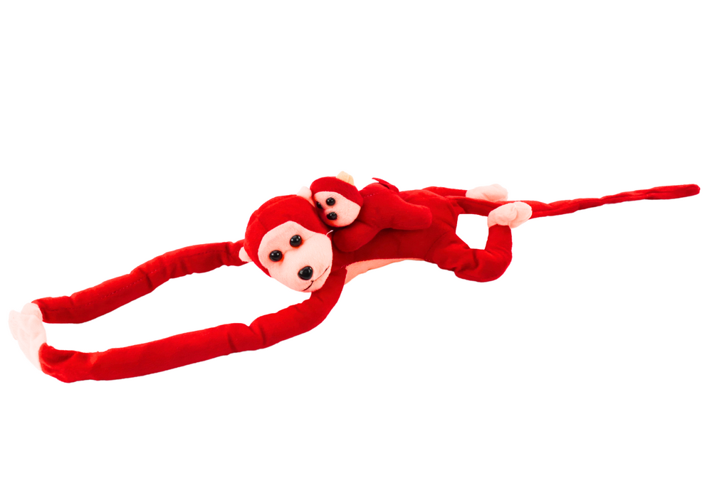 Mascotte peluche singe avec bébé rouge 70 cm