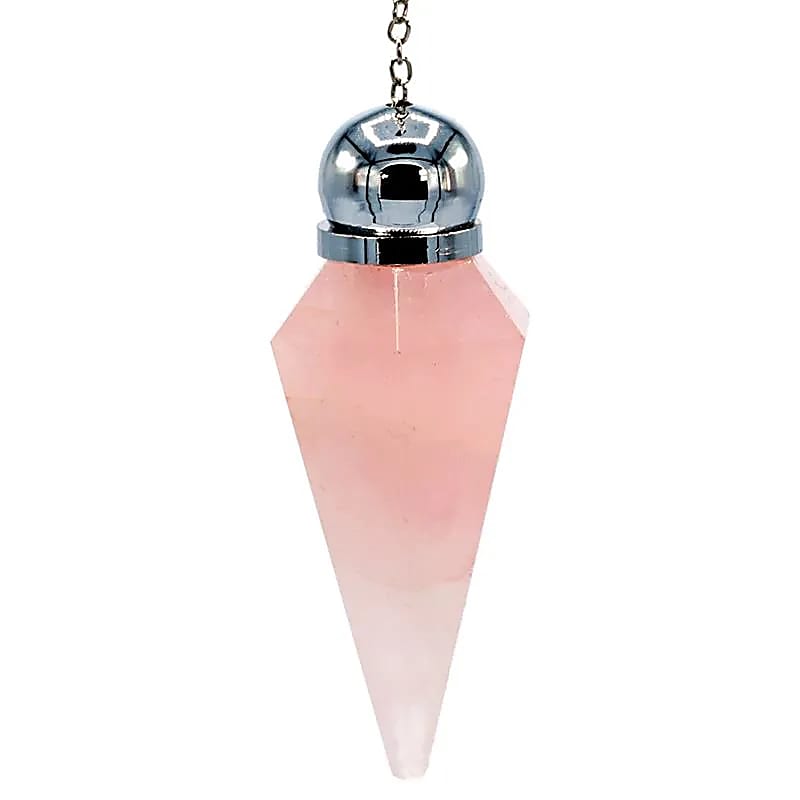 Kyvadlo Rose Quartz Fazetový broušený špičatý hrot + korálek - 5,6 cm