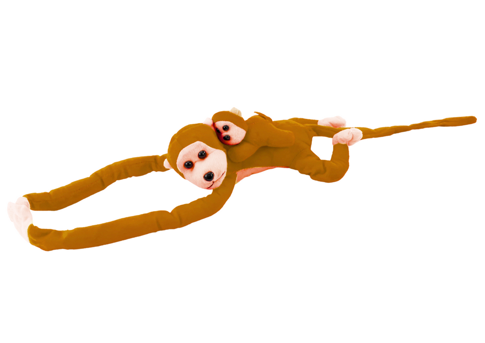 Mascot Plush Monkey With Baby Light Brown 70 Cm