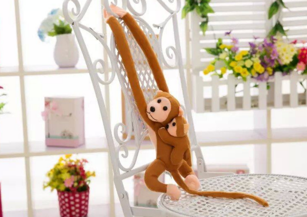 Mascot Plush Monkey With Baby Light Brown 70 Cm