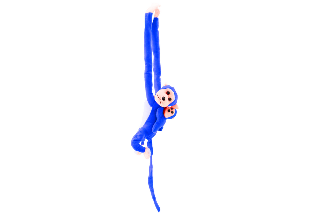 Mascot Plush Monkey With Baby Blue 90 Cm