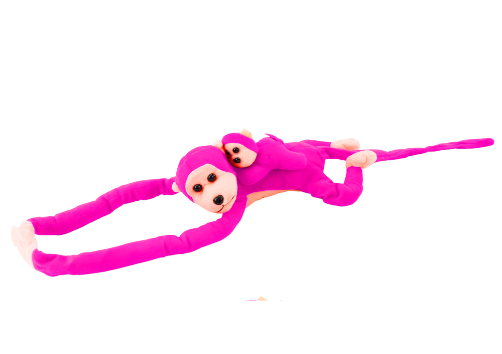 Mascot Plush Monkey With Baby Dark Pink 90 Cm