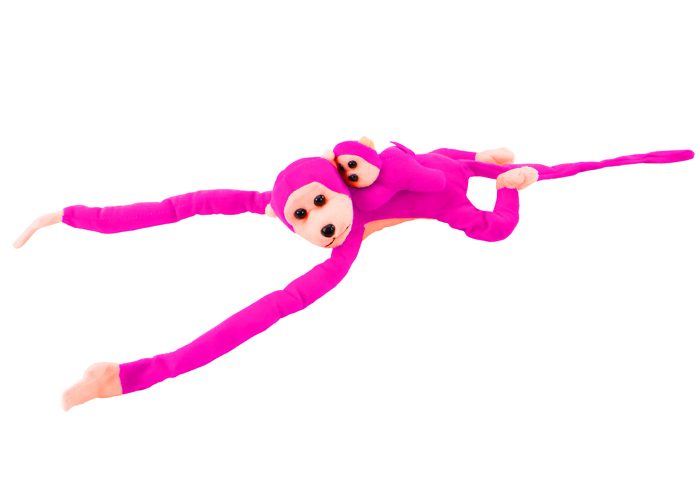 Mascot Plush Monkey With Baby Dark Pink 90 Cm