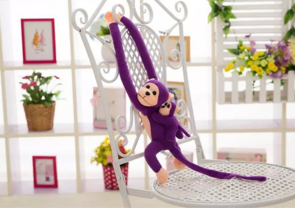 Maskottchen Plüschaffe Affe mit Baby Lila 90 cm
