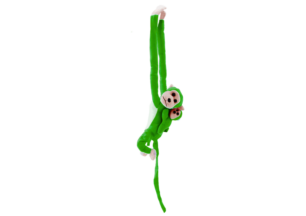 Maskottchen Plüschaffe Affe mit Baby Grün90 cm