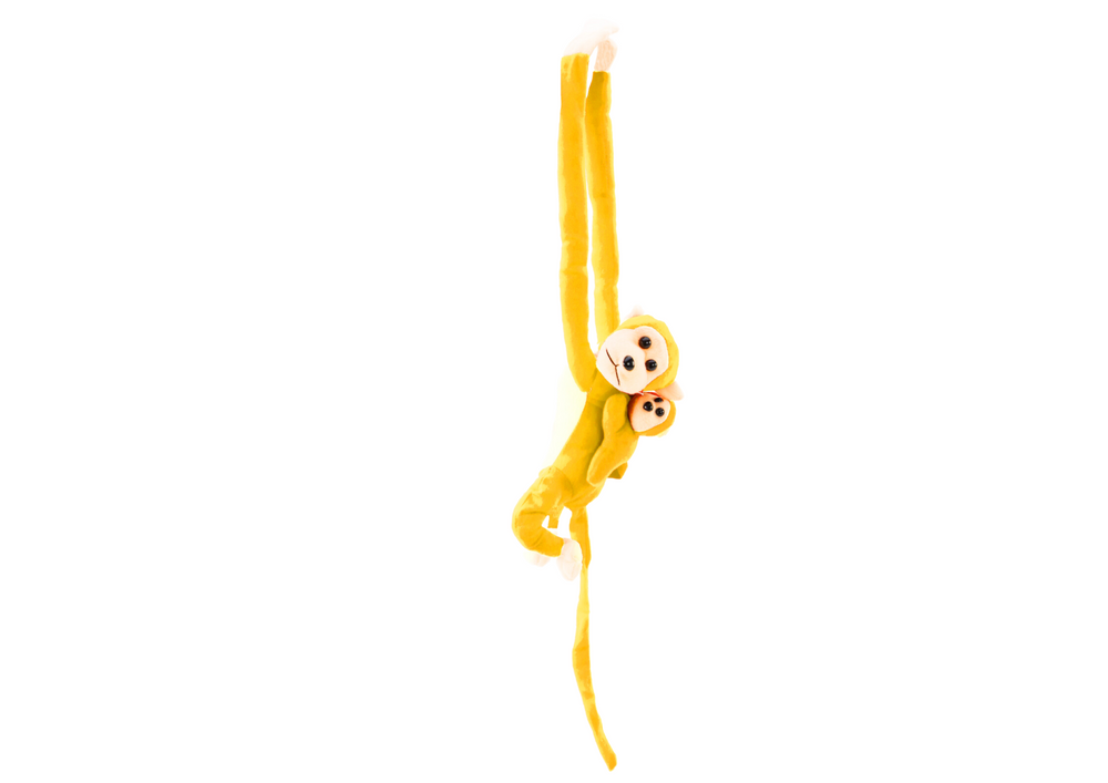 Mascot Plush Monkey With Baby Yellow 90 Cm