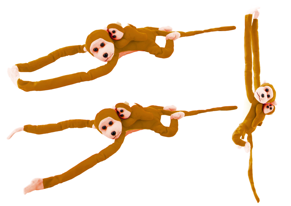 Mascot Plush Monkey With Baby Light Brown 90 Cm