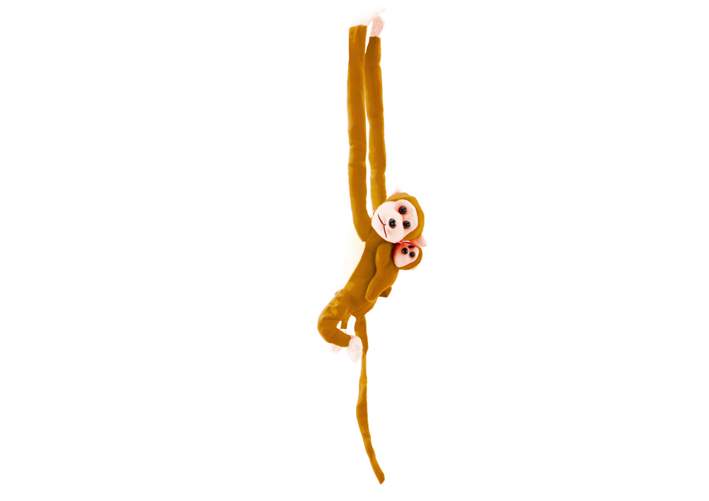 Mascot Plush Monkey With Baby Light Brown 90 Cm