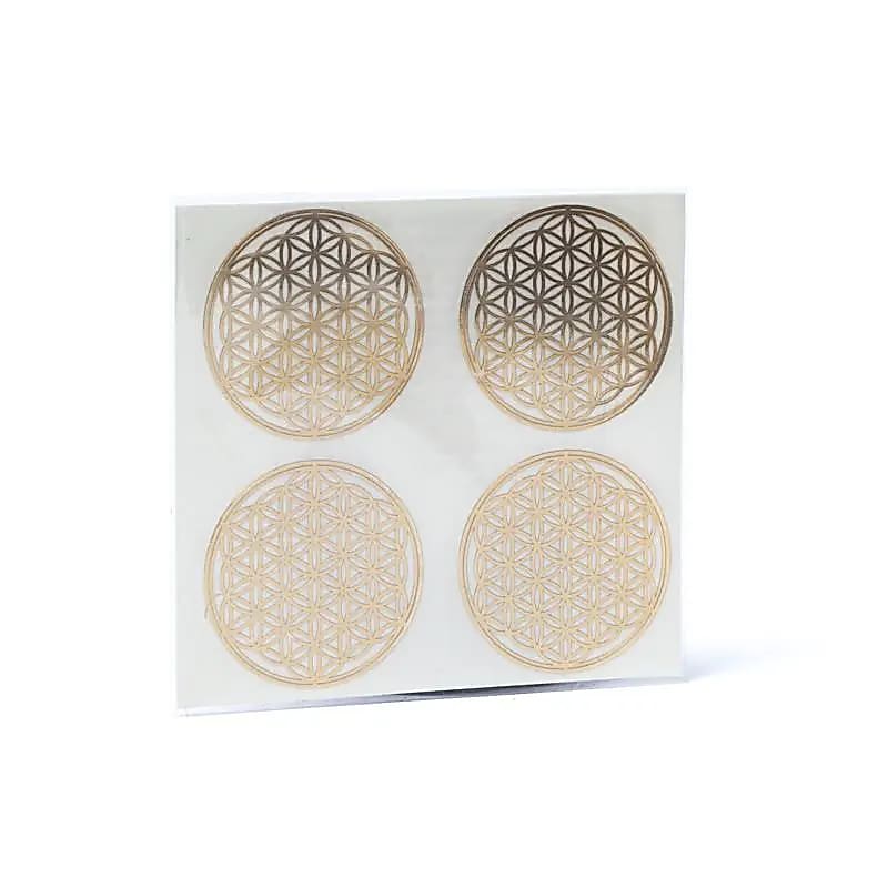 Metal Flower Of Life Sticker Guld 4x - 35cm Set med 2 st