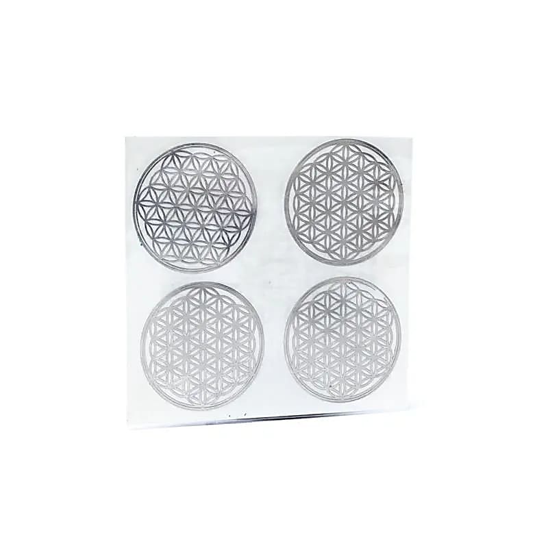 Metal Flower Of Life Sticker Silver 4x -- 35cm Set Of 2 Pcs - 3.5cm
