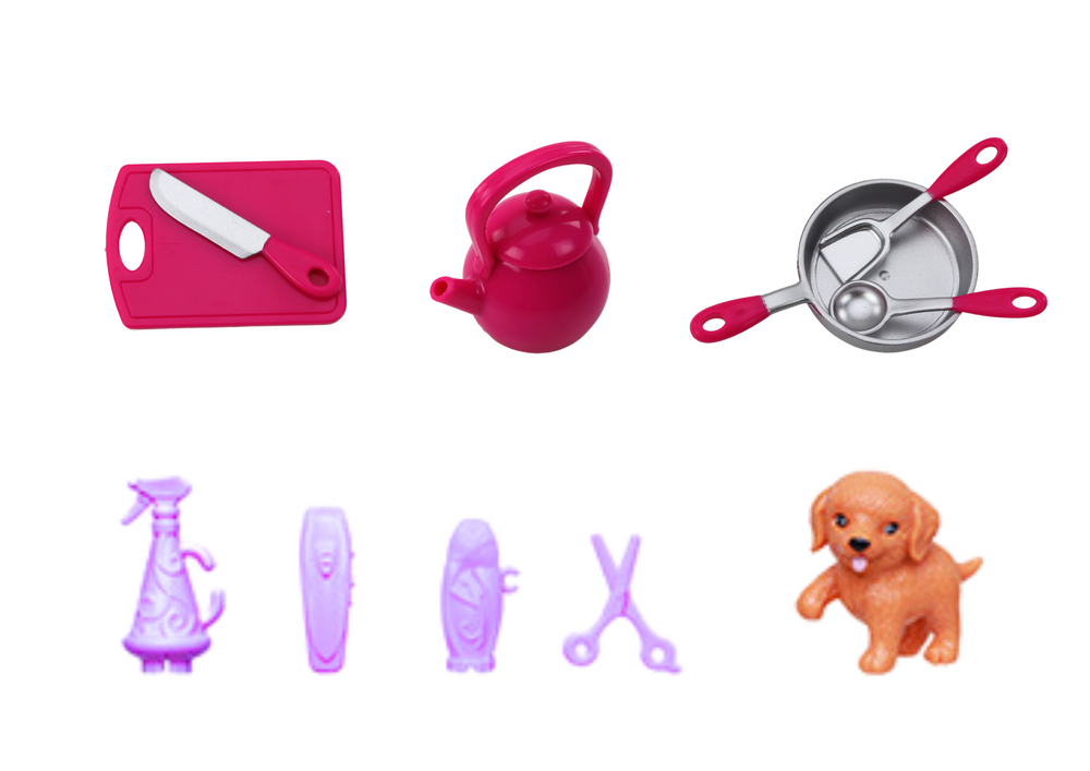 Anlily 4in1 Doll Doctor Hairdresser Cook Animals Clothes Accessories