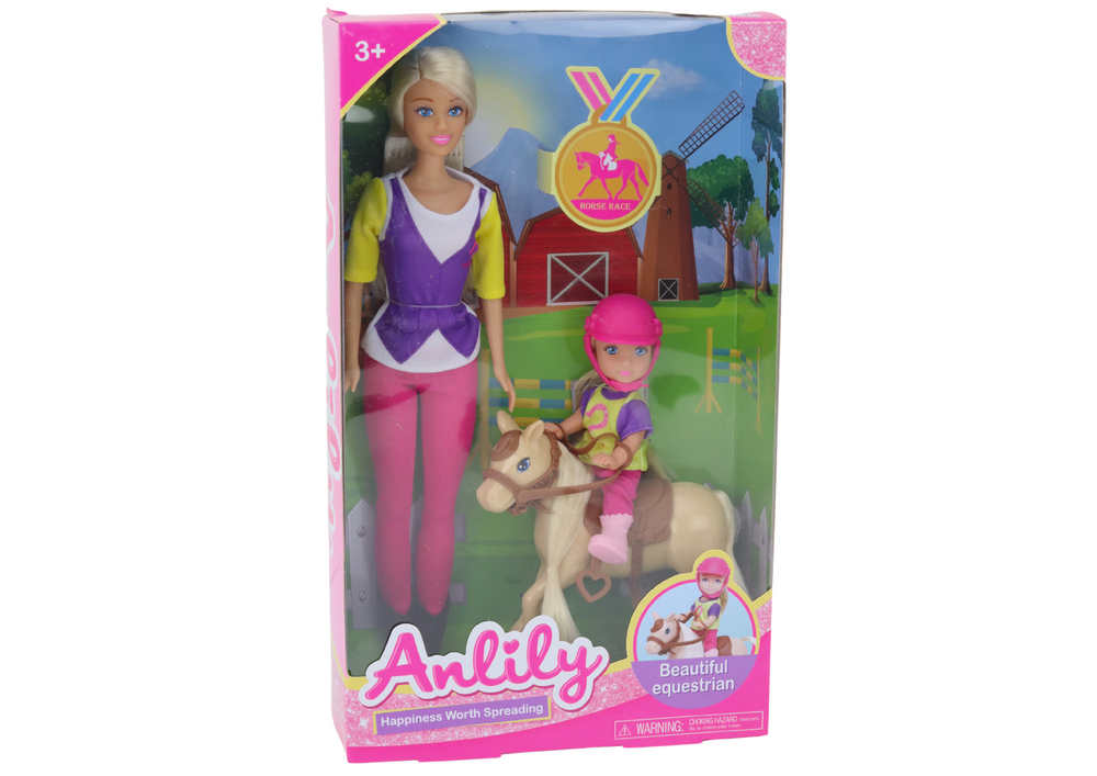 Anlily Doll Set With A Child And A Pony Horse Farm