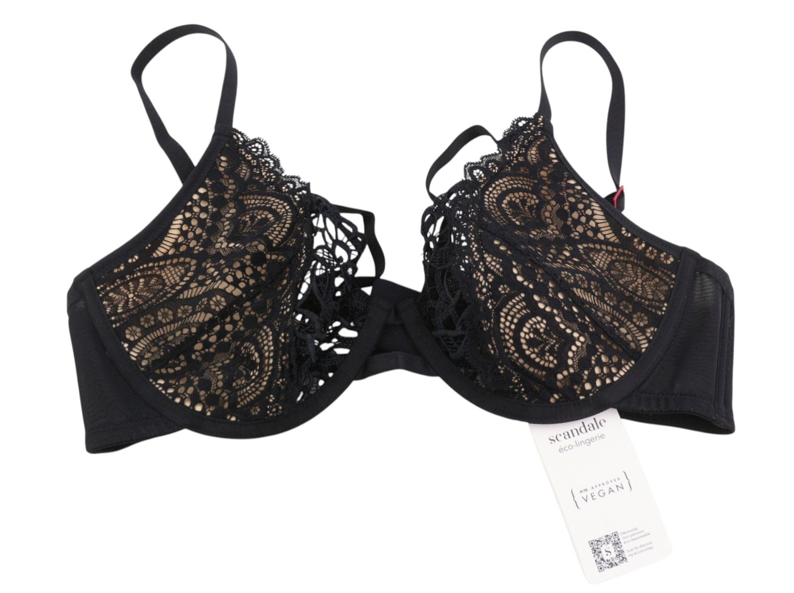 Scandale Plunge In Glamour Lace-wired Women Brablack Guipure Laces