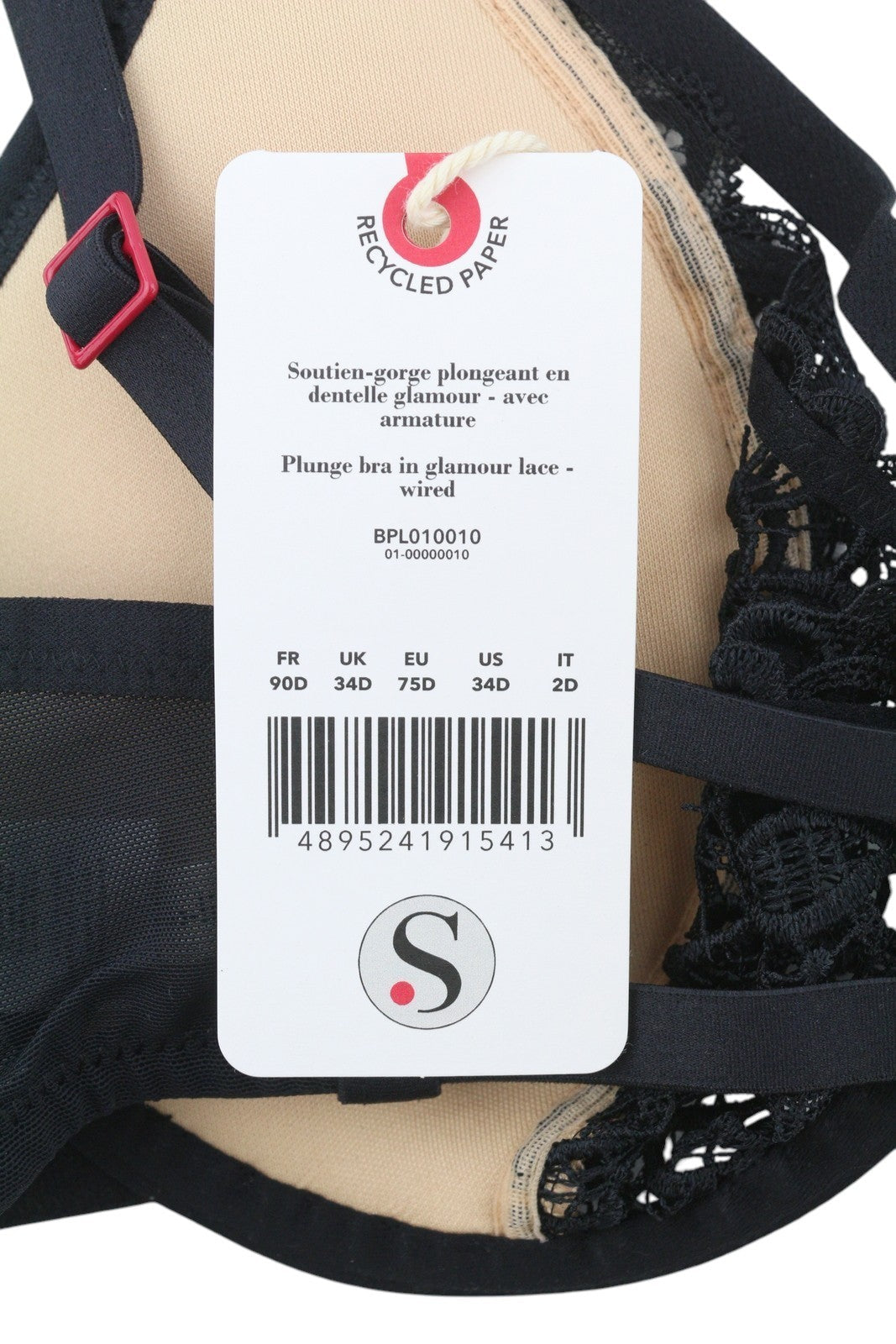 Scandale Plunge In Glamour Damen-BH mit Spitzenbügel und schwarzer Guipure-Spitze