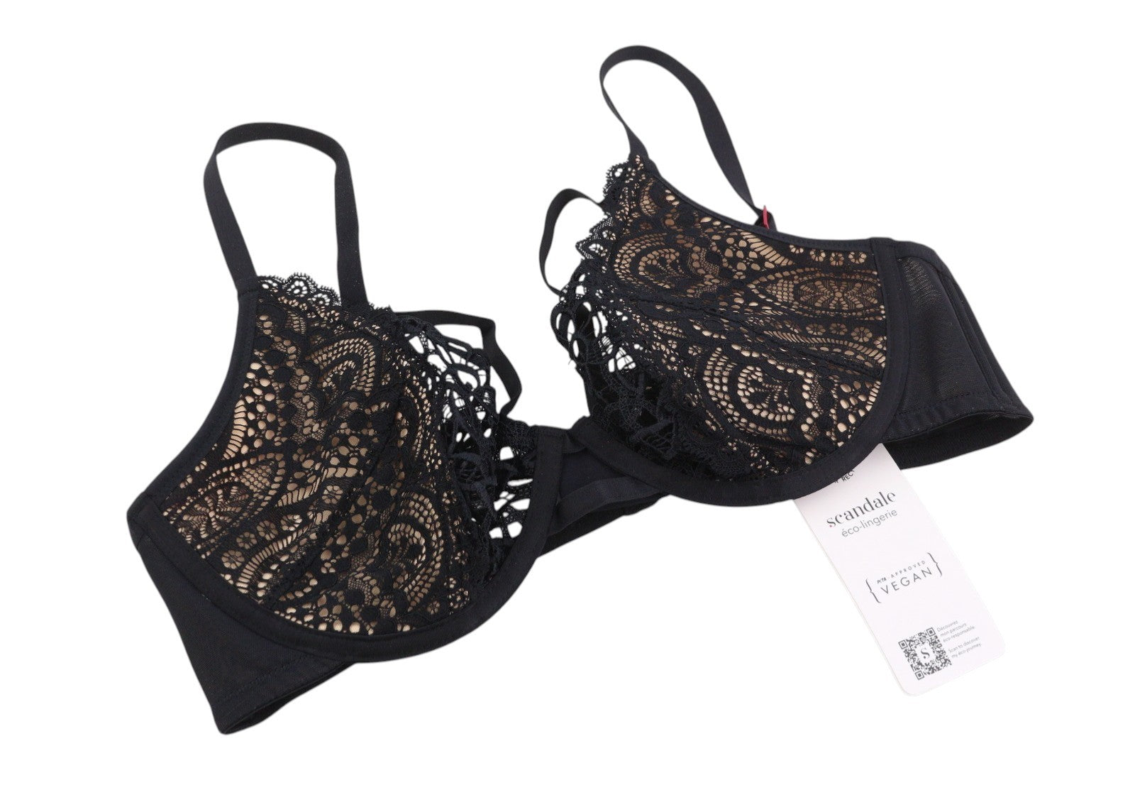 Scandale Plunge In Glamour Lace-wired Women Brablack Guipure Laces