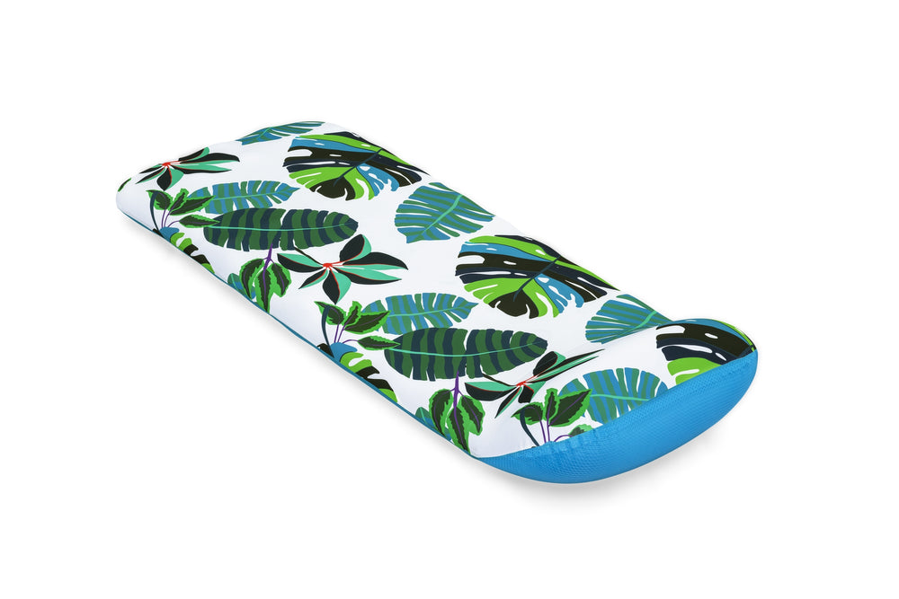 Inflatable Mattress Swimming Mat For Pool White Palm Leaves Motif 43731