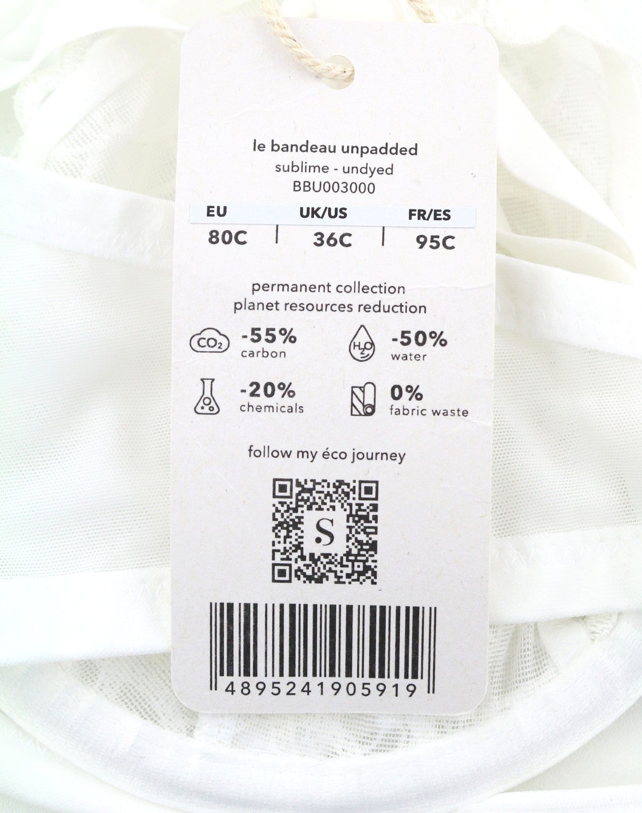 Scandale Le Bandeau Ungepolsterter, erhabener, ungefärbter Damen-BH mit weißen Guipure-Spitzen