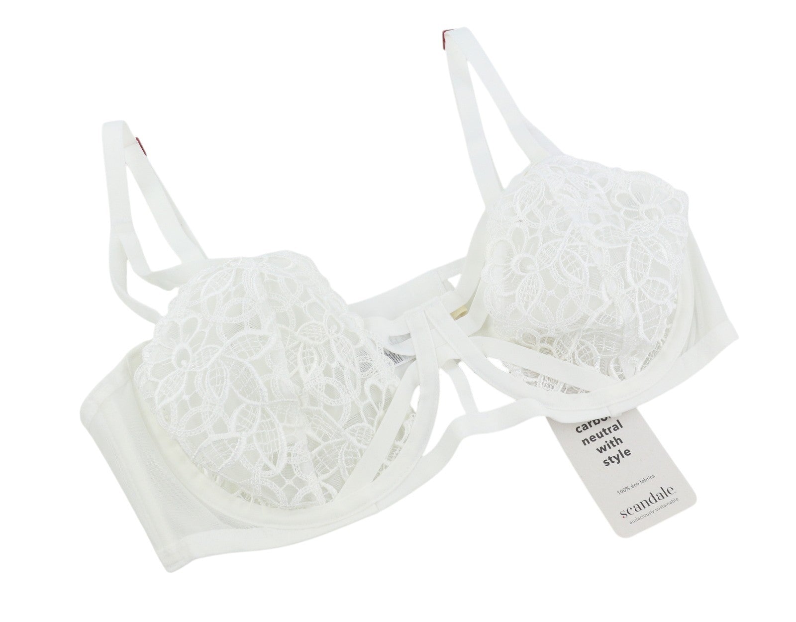 Scandale Le Bandeau Ungepolsterter, erhabener, ungefärbter Damen-BH mit weißen Guipure-Spitzen