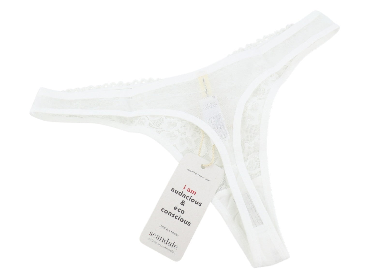 Scandale Le String Sinnlich-ungefärbtes Damenhöschen, weißer, zarter Spitzeneinsatz