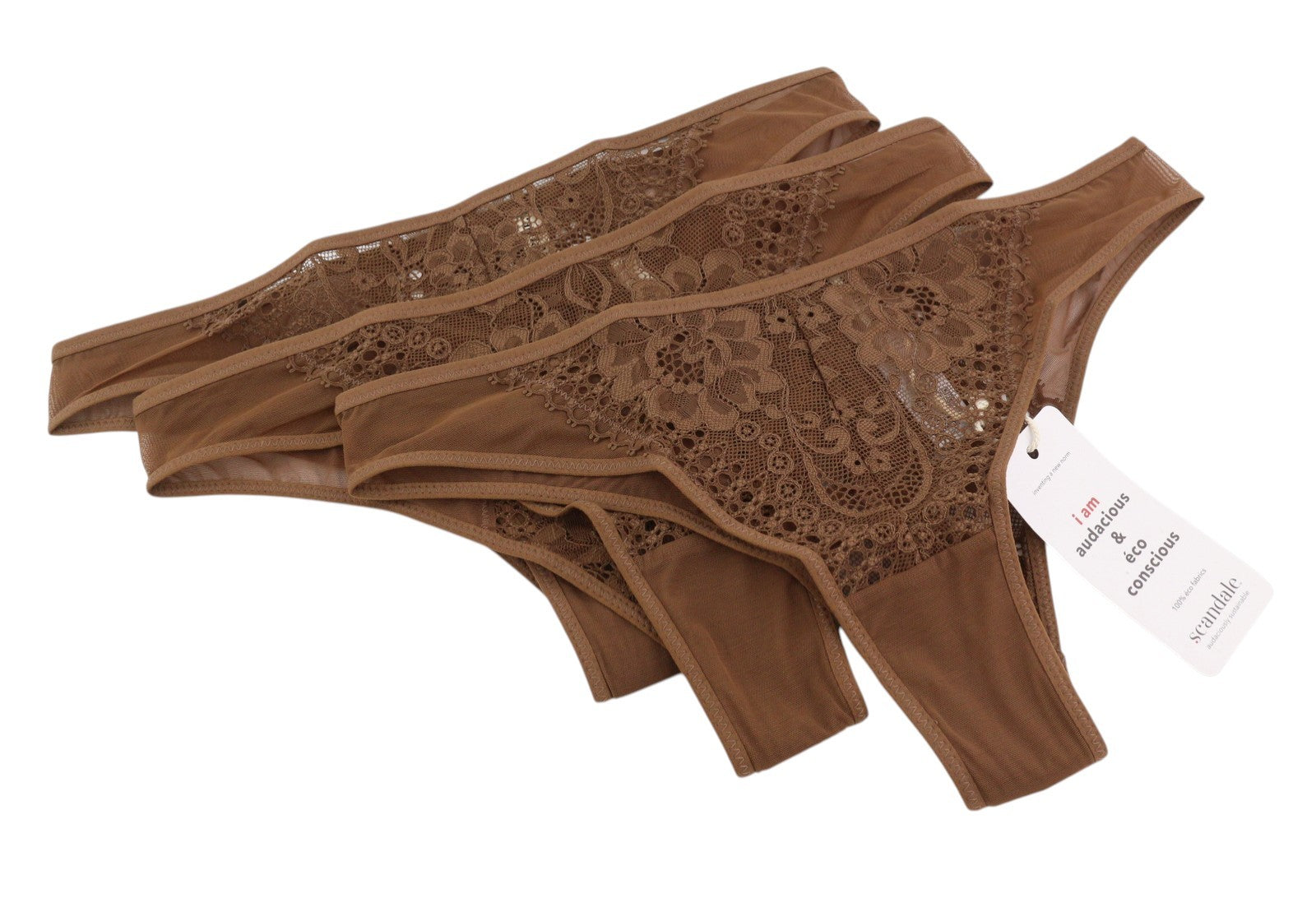 Scandale Le Bresilien Sensual-nude B18 Damen Höschenbraune Schnürsenkel 3er-Pack