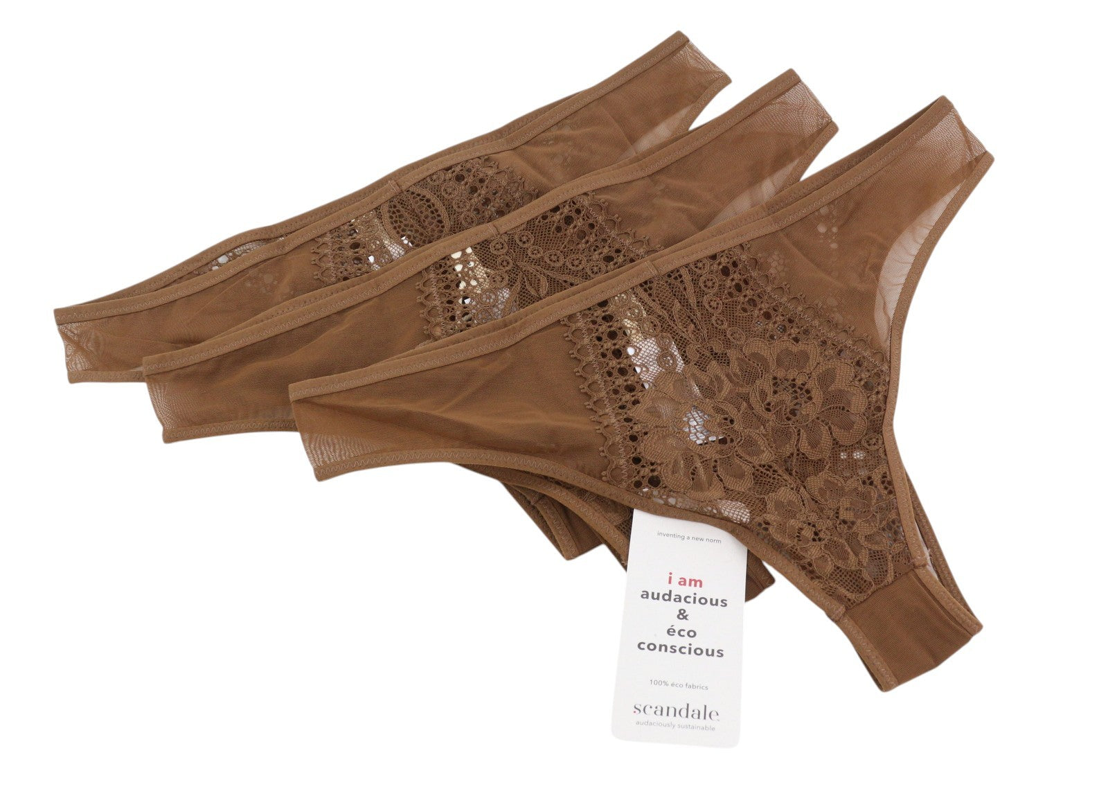 Scandale Le Bresilien Sensual-nude B18 Damen Höschenbraune Schnürsenkel 3er-Pack