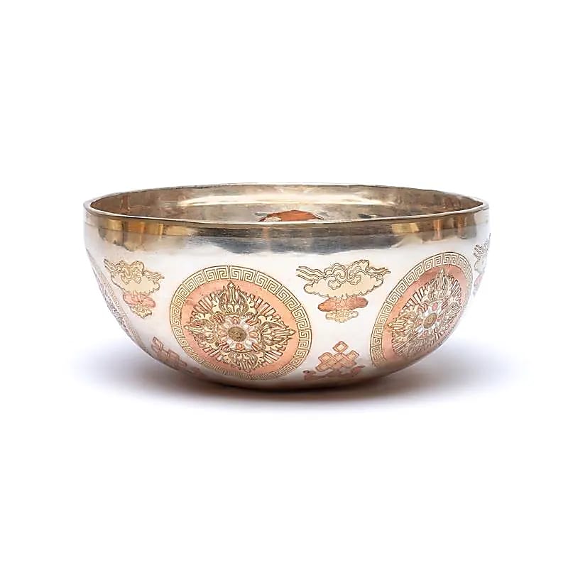 Silverplated Singing Bowl Buddha Shakyamuni - ±23cm; ±1500-1800g