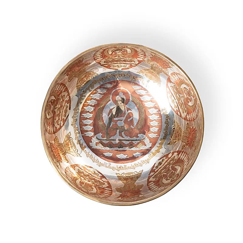 Silverplated Singing Bowl Buddha Shakyamuni - ±23cm; ±1500-1800g
