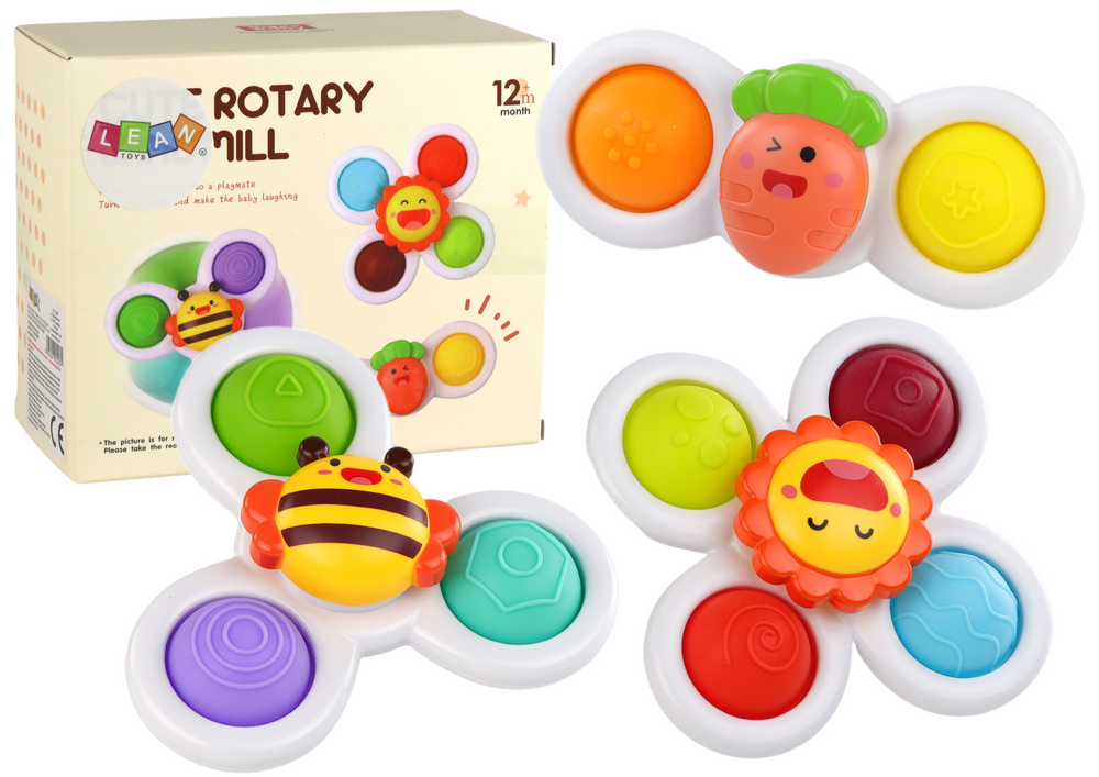 Сензорни играчки Спинъри Bee Sun Carrot Вендузи