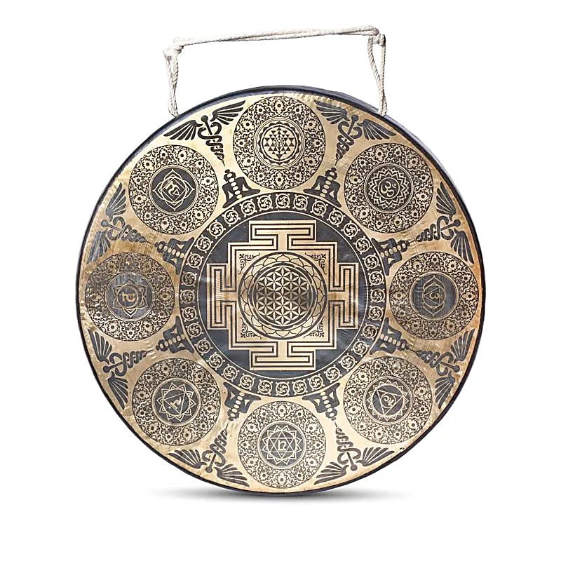 Gong nepalez cu 7 chakre gravate -- 60 cm; 95kg - 60cm; 9,5 kg