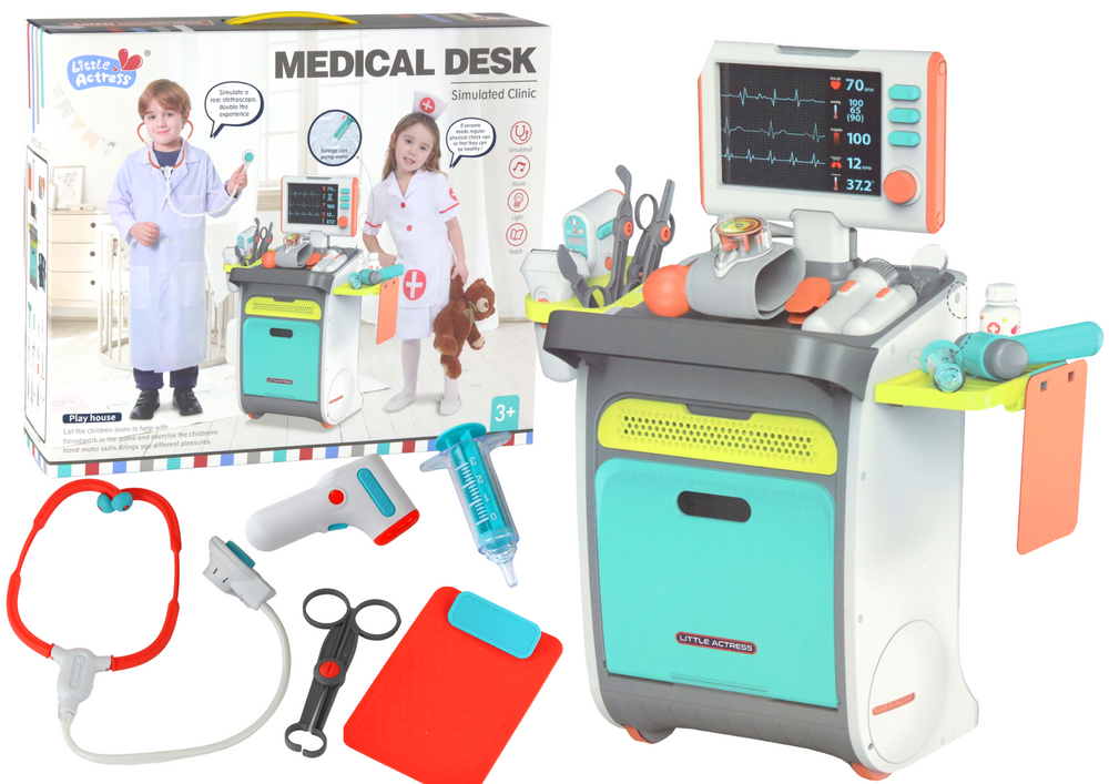 Little Doctor's Set Doctor's Trolley X-ray Ecg Accessories Lights Sound 36pcs.