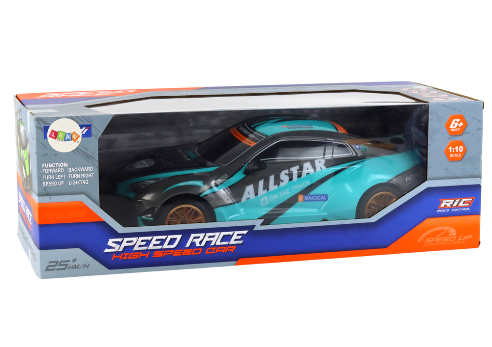 Large Remote Controlled Sports Car 1:10 Turquoise And Black