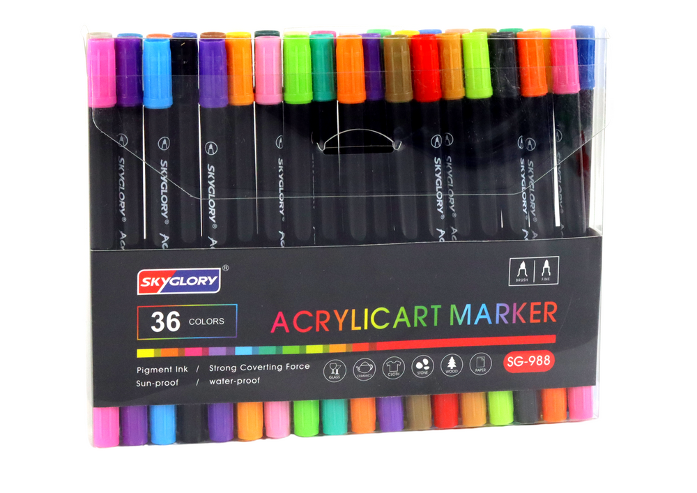 Set Of 36 Double-sided Markers For Ceramics Glass And Clothes