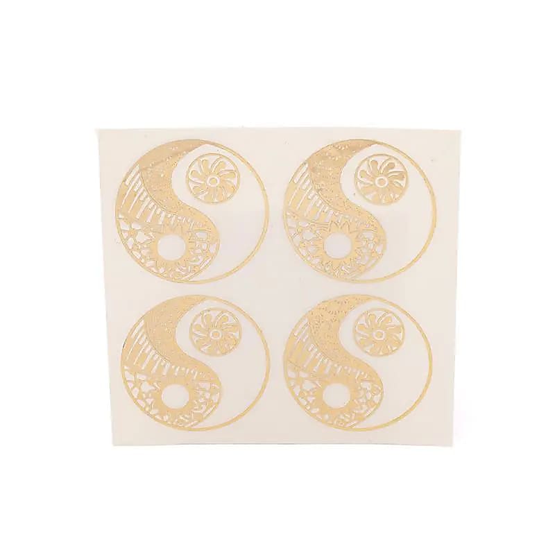 Naklejka metalowa Yin Yang złota 4x - 4cm zestaw 2 szt