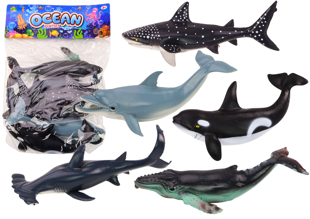 Комплект фигурки на най-големите морски животни Orca Whale Shark 6 бр