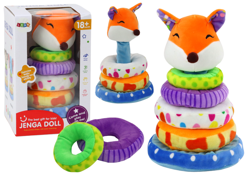 Plush Pyramid Fox Educational Mascot Colorful 27 Cm