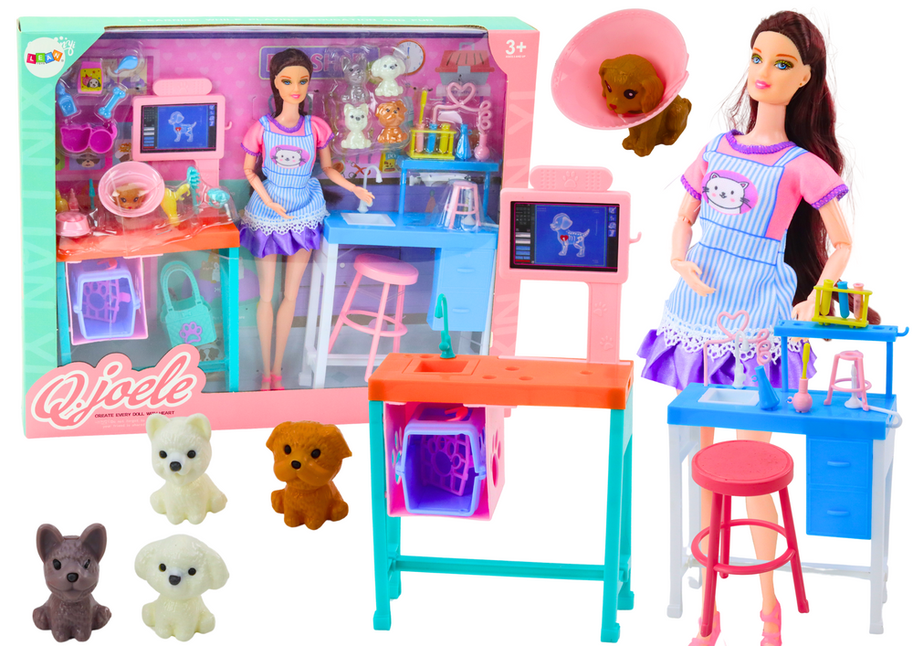 Ensemble poupée vétérinaire toilettage mobilier de bureau accessoires animaux de compagnie