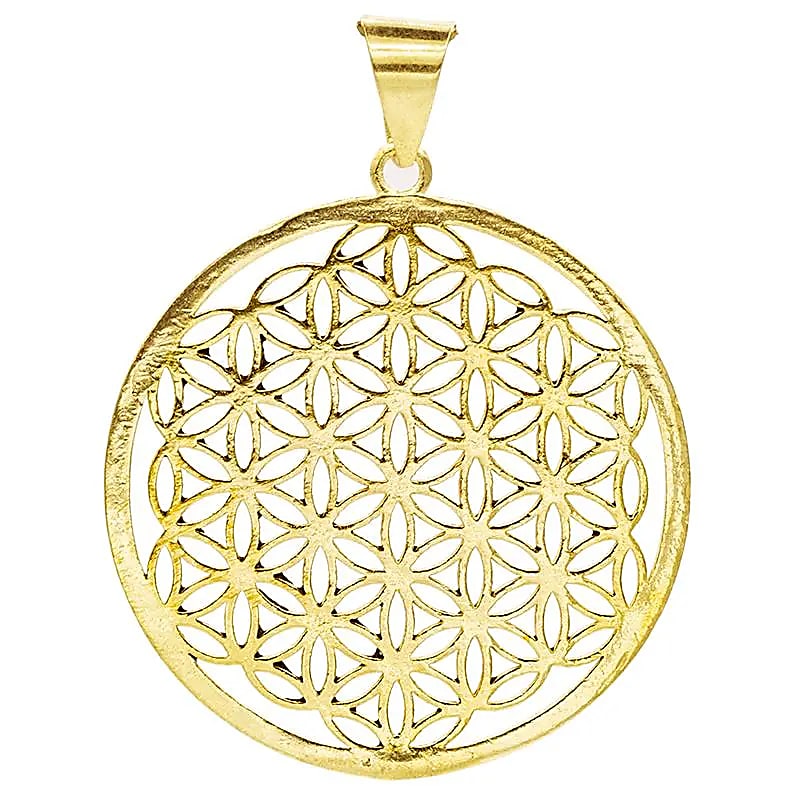 Flower Of Life Pendant Brass Golden --package Of 3 Pcs - 3 Cm